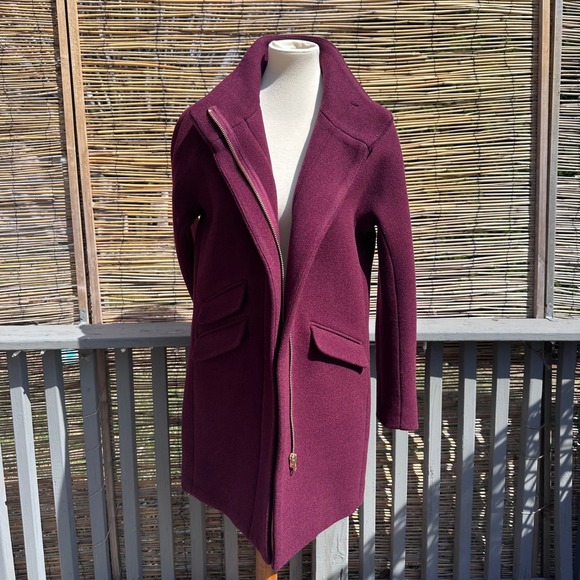 J.Crew Cocoon Coat Italian Stadium Cloth Nello Gori Wool Burgundy Size M - Picture 5 of 11